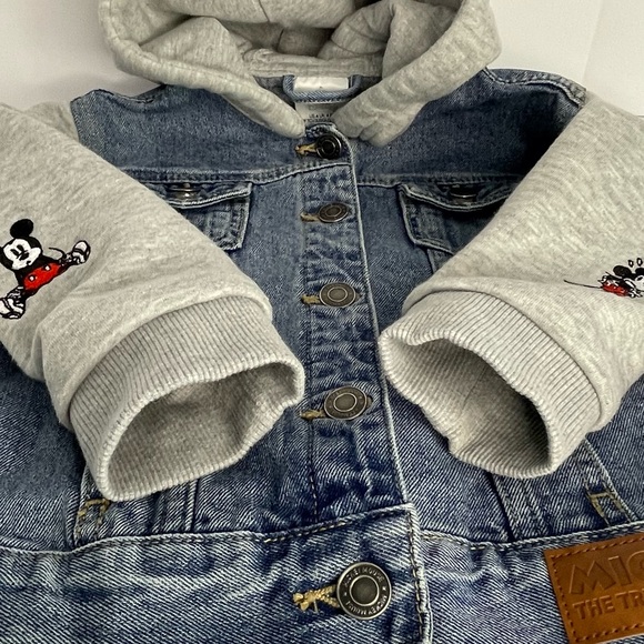Disney Kids Mickey Mouse Denim Hooded Jacket Embroidered True Original Size 4 - Picture 6 of 16
